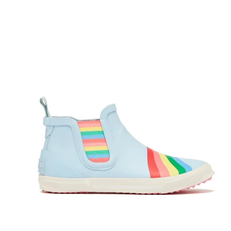 Joules Junior Rainwell Short Height Casual Welly - Blue Rainbow 